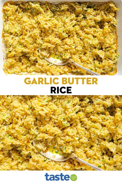 Flavored Rice Recipes, Buttered Rice Recipe, Garlic Butter Rice, Risotto Dishes, Plain Rice, Rice Cooker Recipes, Baked Rice, Flavored Rice, Easy Rice Recipes