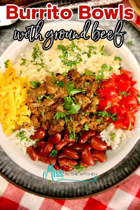 Bowls With Ground Beef, Ground Beef Beans, Mexican Corn Recipes, Make With Ground Beef, Rice Mexican, Taquitos Beef, Ground Beef Chili, Ground Beef Rice, Burrito Bowls Recipe