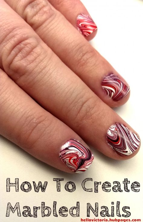 Ever seen those professionally done marbled nails and wondered how on earth people do it? Here's an easy tutorial and tips for creating that look yourself at home! Marble Nails How To, Water Marbling Nails, How To Do Marble Nails, Diy Marble Nails, Marble Nails Diy, Marbled Nails, Nail Polish Jewelry, Water Marble Nail Art, Water Marble Nails