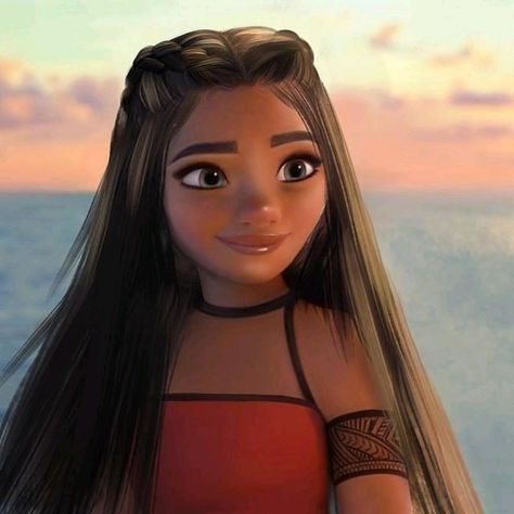 Cartoon Girl, Moana, Long Hair, Disney, Red, Hair, Pins