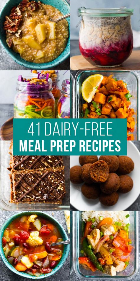 image graphic with text reading: 41 dairy-free meal prep recipes Sweet Peas And Saffron, Vegan Spring Rolls, Homemade Fajita Seasoning, Chicken Wrap Recipes, Image Graphic, Healthy Lunch Meal Prep, Meal Prep Recipes, Breakfast Meal, Lunch Bowl