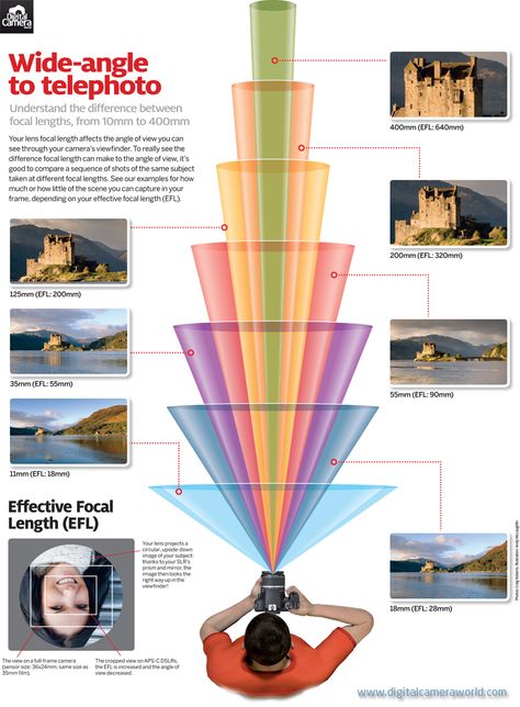 Free Cheat Sheet: what your camera captures at every lens' focal length | Digital Camera World Focal Length Photography, Photography Cheat Sheets, Camera World, Photography Help, Photo Grid, Dslr Photography, Photography Basics, Photography Subjects, Photography Guide