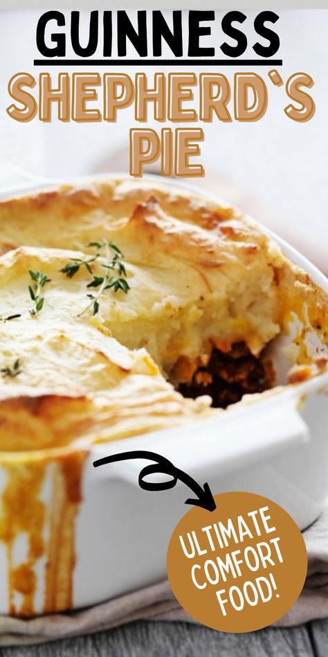 St Patricks day comfort food- Shepherds pie Shepards Pie With Guiness, St Patricks Day Shepards Pie, Authentic Irish Shepherds Pie Recipe, Irish Cottage Pie Recipe, Pub Meals Recipes, Irish Shepherds Pie Recipe Guinness, Traditional Irish Shepards Pie, Irish Dinners Easy, Savory Irish Potato Pie