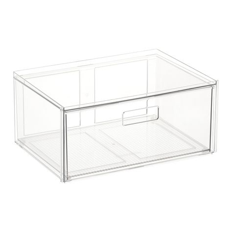 Everything Organizer 11" Drawer | The Container Store Clear Shoe Boxes, Stackable Drawers, Shoe Storage Boxes, Plastic Storage Drawers, Bed Drawers, Closet Storage Bins, Clear Bins, Under Bed Drawers, Acrylic Drawers