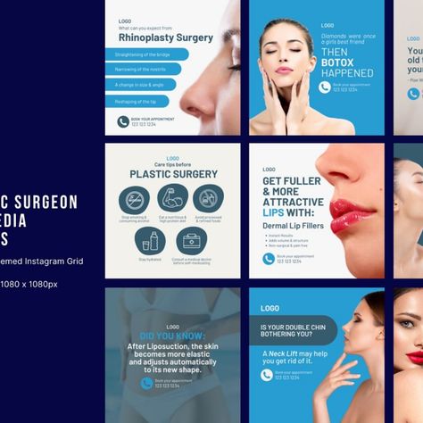 Plastic Surgeon Templates Rhinoplasty Surgery, Education Banner, Facial Aesthetics, Filthy Rich, Post Ad, Instagram Grid, Healthy Hair Journey, Instagram Content, Lip Fillers