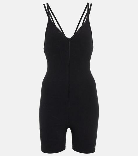 V Neck Playsuit in Black - Alo Yoga | Mytheresa Yoga Online, Black Playsuit, Romper Black, Yoga Activewear, Black Activewear, Tennis Dress, Black Romper, Alo Yoga, Black Bodysuit