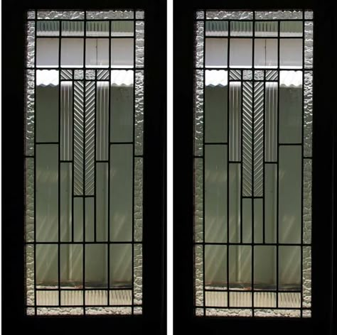 Modern Stained Glass Windows Home, Art Deco Glass Doors, Steel Door With Glass Design, Stained Glass Windows Art Deco, Stained Glass Window Panel Art Deco, Art Deco Window, Clear Stained Glass Panels Texture, Art Deco Windows, Home Window Grill Design