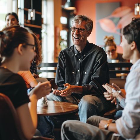 Joyful #Socializing Interaction: A #Community of people enjoy a friendly, engaging #Chat at a cozy and vibrant #Coffeehouse. #Vibrant #AIImage #Photography #CreativeStock ⬇️ Download and 📝 Prompt 👉 https://stockcake.com/i/joyful-group-interaction_405504_407009". A Group Of People, Cozy Cafe, Coffeehouse, Group Of People, Flower Illustration, Coffee House, Free Stock Photos, High Quality Images, Vivid Colors