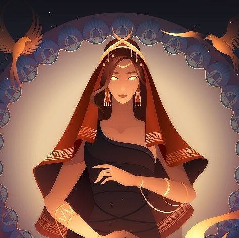 Hestia Illustration, Peitho Goddess, Yliade Art, Hestia Goddess, Goddess Hestia, Mythology Humor, Hera Goddess, Goddess Of The Hearth, Greek Mythology Humor