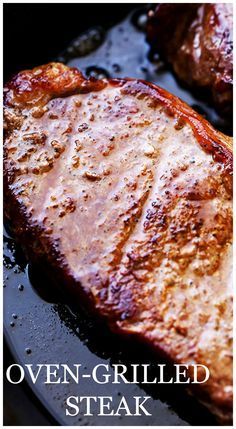 Oven Grilled Steak – Delicious, tender, and juicy thick-cut steak grilled in the oven! Steak Recipes Oven, Oven Grilled Steak, Turkey Steak Recipes, Steak Grilled, Steak In Oven, Baked Steak, Top Sirloin, Pork Rib Recipes, Grilled Steak Recipes