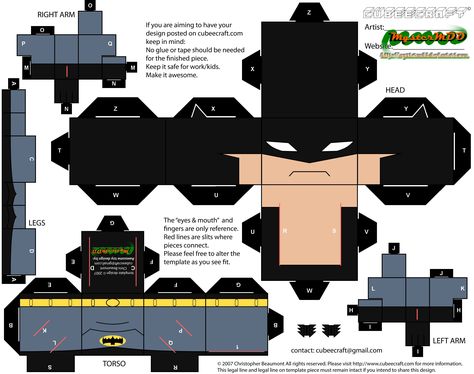 The Batman Cubeecraft The Batman Cartoon, Batman Crafts, Batman Cartoon, Batman Birthday Party, Cape Designs, Batman Party, Paper Toys Template, Batman Birthday, Paper Doll Template