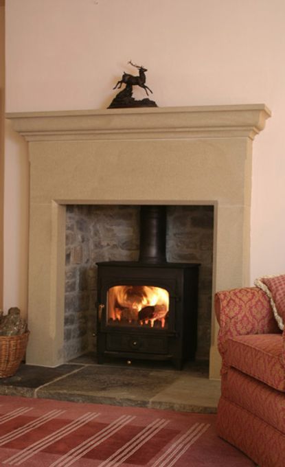 Fireplace Hearth Stone, Edwardian Fireplace, Granite Hearth, Log Burner Living Room, Fire Surrounds, Sandstone Fireplace, Hearth Stone, York Stone, Stone Fireplace Surround