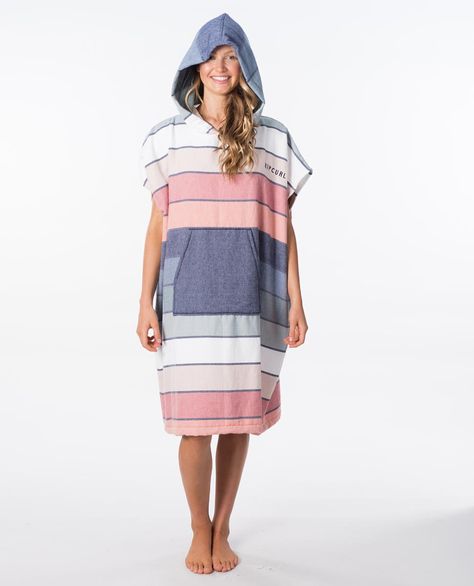 Beach Towel Dress, Beach Dresses Diy, Hoodie Poncho, Girls Football Boots, Towel Dress, Surfer Girl Style, Dresses Australia, Paper Dress, Striped Dress Summer