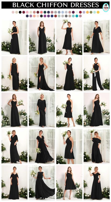 Black Chiffon Bridesmaid Dresses, Bridesmaid Dresses Black, Long Shift Dress, Prom Event, Princess Design, Black Bridesmaid, Wedding Jumpsuit, Summer Wedding Guests, Chiffon Bridesmaid Dresses