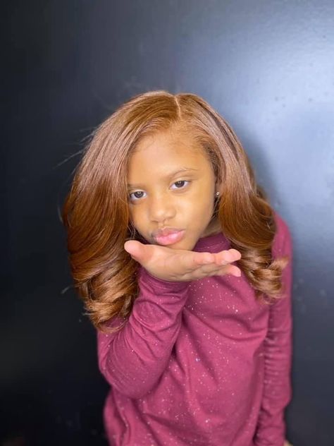 Kids Silk Press Natural Hair, Honey Brown Hair Dye, Color For Black Hair, Hair Honey Blonde, Black Ginger, Front Lace Wigs, Pressed Natural Hair, Silk Press Natural Hair, Girl Hair Colors