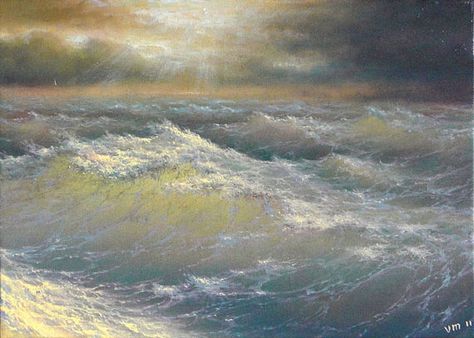 12  In the Ocean Waves  8 x 10 original by vladimirmesheryakov, $14.99 Seashore Paintings, Tropical Cyclone, Sea Queen, Beach Paintings, Stormy Sea, Seascape Art, Landscape Paintings Acrylic, Sea Painting, List Of Artists