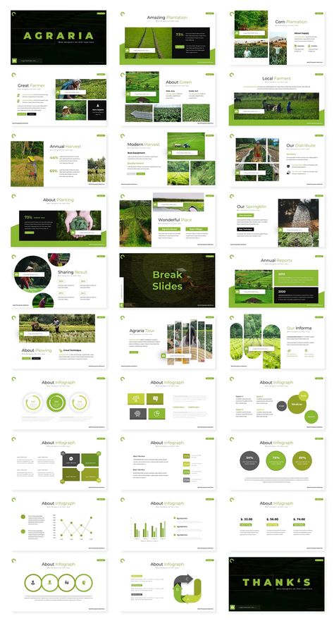 Farmer PowerPoint Template - 30 Slides Bussines Presentation Ideas, Agro Poster Design, Presentation Design Powerpoint, Ppt Ideas, Simple Powerpoint Templates, Pitch Presentation, Green Branding, Professional Powerpoint Presentation, Brand Guidelines Template