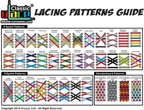 Two Color Shoe Lace Patterns, Cool Lace Patterns For Vans, High Top Shoe Lace Patterns, Ladder Lace Shoes Tutorial, Ways To Tie Boot Laces, Double Shoe Lace Patterns, 7 Hole Shoe Lace Patterns, Boot Lace Patterns, Shoe Lacing Patterns