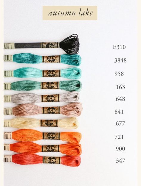 Dmc Floss Palette, Dmc Color Palette Embroidery, Dmc Thread Color Palettes, Embroidery Color Combinations, Dmc Color Palette, Embroidery Color Palette, Welcome To October, Dmc Floss Chart, Dmc Palette