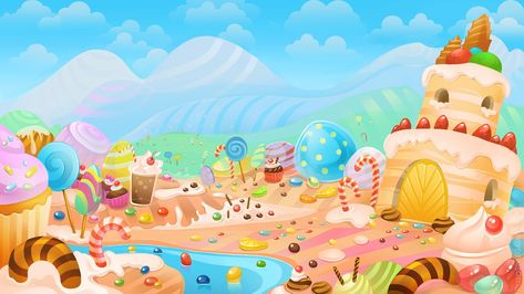 Candyland Backgrounds - Wallpaper Cave Paw Patrol Birthday Card, 2d Game Background, Candy Kingdom, Candy World, Candy Games, Candy House, Candy Theme, Game Environment, Theme Background