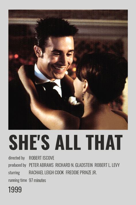 She’s All That Poster, She's All That Movie Poster, Shes All That Movie Poster, Shes All That Poster, Old Love Movies, She’s All That Movie, She's All That, 2000s Rom Com Aesthetic, Old Romance Movies