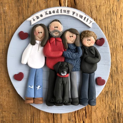 Family Portrait Christmas, Polymer Clay Recipe, Clay Recipe, Earrings Diy Handmade, Family Ornaments, Clay Craft, Earrings Diy, Clay Food, Clay Ornaments