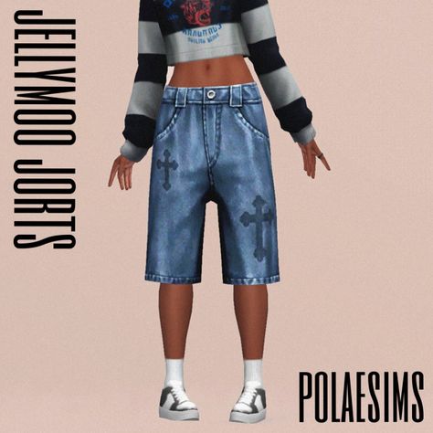 Jellymoo Jorts Conversion Sims 4 To 3 Conversions, Sims 3 Cc Clothes, Sims 4 Cc Clothes, Overlap Top, Ts3 Cc, Sims 4 Collections, Sims Hair, Sims 4 Mods Clothes, Ts4 Cc