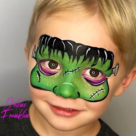 An awesome #Frankenstein made that can easily be turned into a #Hulk... a perfect design by Jolene Franklin @daydreamfacepaintingboise… Frankenstein Face Paint, Face Painting Halloween Kids, Monster Face Painting, Frankenstein Face, Mime Face Paint, Painting Costume, Mask Face Paint, Face Painting For Boys, Halloween Make-up Looks