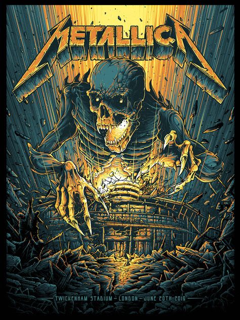 The Geeky Nerfherder: #CoolArt: 'Metallica at Twickenham, London, UK' pr... Dan Mumford, The Words, Cover Art, Metallica, Skeleton, Art