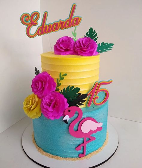 Simple Flamingo Cake, Flamingo Cake, Fiesta Tropical, Hawaii Party, Flamingo Party, Hawaiian Party, Tropical Party, 9th Birthday, Bday Party