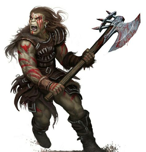 Orc Barbarian - Pathfinder PFRPG DND D&D d20 fantasy D&d Barbarian, Orc Berserker, Orc Dnd, Orc Barbarian, Half Orc Barbarian, Half Orc, Pathfinder Character, Pathfinder Rpg, Fantasy Races