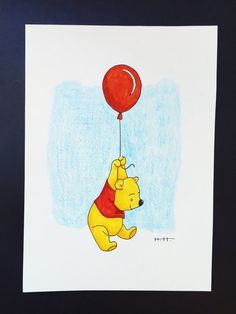 Red Balloon Tattoo, Winnie The Pooh Balloon, Pooh Balloon, Bedroom Mural, Balloon Tattoo, Bedroom Murals, Mural Ideas, Red Balloon, Baby Shower Cookies