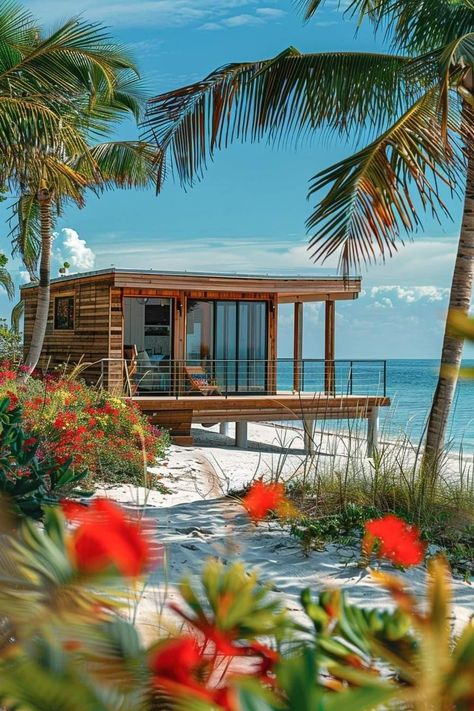 Island Vibes Aesthetic, Beach Tiny House, Tropical Homes, Tropical Places, Beach Shacks, Tropical Bedrooms, Beachfront House, Best Tiny House, Fancy Houses