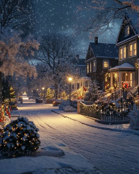 Classic Christmas Aesthetic, Christmas Thoughts, Snowy Night, Snowy Christmas, Christmas Scenery, Winter Images, Christmas Memories, Cosy Winter, Winter Magic