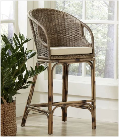 6 Rattan Bar Stools for Elegant Homes #barstools #interiors Wicker Bar Stools, Rattan Stool, Rattan Bar Stools, 30 Bar Stools, Patio Rocking Chairs, Outdoor Bar Stools, Modern Bar Stools, Counter Bar Stools, Kitchen Bar Stools