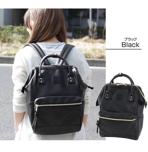 Anello japan leather bag Anello Bag, Anello Backpack, Baggy Bag, Japan Bag, Professional Backpack, Korean Bag, Dorm Inspo, Unisex Backpack, Black Leather Backpack