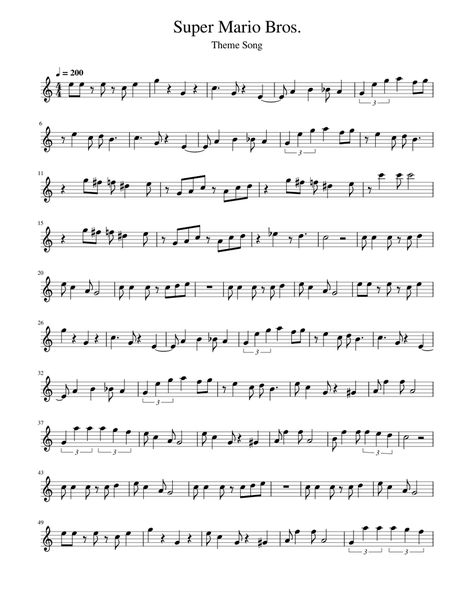 Super Mario Bros Theme, Piano Teacher Resources, Super Mario Theme, Popular Piano Sheet Music, Piano Tutorials Songs, Mario Theme, Violin Sheet, Violin Sheet Music, Easy Piano Sheet Music