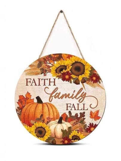 Thanksgiving Door Sign, Holiday Door Decorations, Sunflower Pumpkin, Pumpkin Sunflower, Wreath Indoor, Front Door Sign, Wooden Door Signs, Wooden Wreaths, Fall Front Door