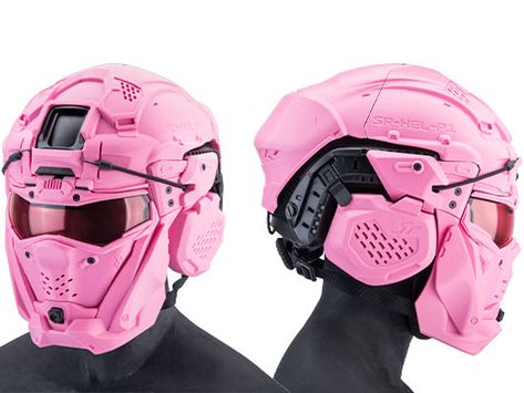 SRU SR Tactical Helmet w/ Integrated Cooling System & Flip-Up Visor (Color: Black), Tactical Gear/Apparel, Masks, Full Face Masks - Evike.com Airsoft Superstore Pink Tactical Outfit, Pink Tactical Gear, Call Of Duty Costumes, Masks Full Face, Cool Tactical Gear, Full Face Masks, Pink Helmet, Face Gear, Fast Helmet