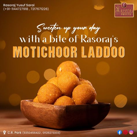 Motichoor Laddoo Social Media Advertising Design, Food Content, Indian Sweet, Indian Desserts, Indian Sweets, Festival Celebration, Food Poster, Creative Ads, Advertising Design