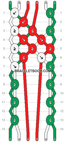 Normal pattern #161609 | BraceletBook Christmas Bracelet Pattern, Christmas Friendship Bracelet Patterns, Cool Friendship Bracelets, Friendship Bracelets Tutorial, Diy Friendship Bracelets Patterns, Christmas Bracelet, Friendship Bracelets Diy, Bracelet Tutorial, Friendship Bracelet Patterns