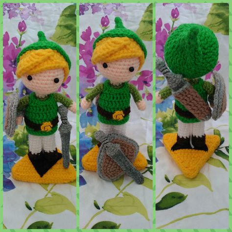 free #amigurumi #pattern to make your very own Link from Legends of #Zelda Link Crochet Pattern Zelda, Link Crochet Hat Zelda Free Pattern, Link Zelda Crochet Pattern Free, Crochet Link Zelda, Crochet Zelda Characters, Korok Zelda Crochet Free Pattern, Crochet Zelda Pattern, Zelda Crochet Patterns Free, Zelda Crochet Patterns