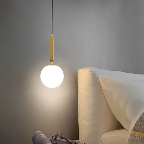 Decorica Modern LED Globe White and Gold Single Pendant Light Modern Arc Floor Lamp, Bedroom Pendant, Pendant Lighting Bedroom, Floor Lamp With Shelves, Island Pendant Lights, Single Pendant Lighting, Arc Floor Lamps, Hanging Pendant Lights, Led Pendant Lights