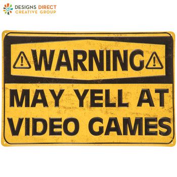 Warning May Yell Metal Sign Games Sign, Warning Sign, Wall Decor Quotes, Kids Wall Decor, Personalized Clothes, Wood Wall Decor, Bold Black, Yellow Background, Virtual World