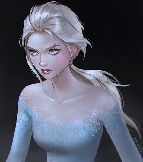 SNOW QUEEN | Prawnm33 on Patreon White Hair, Blue Eyes, Frozen, Queen, Hair, Blue, White, Black, Art