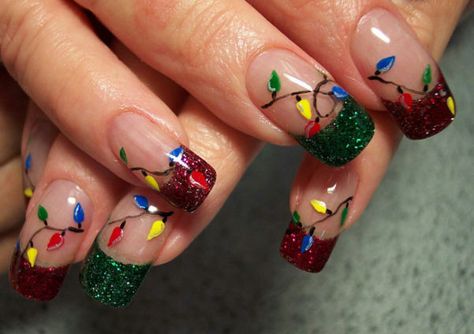 Nail Art Noel, Nail Designs Pictures, Light Nails, Her Nails, Christmas Nail Art Designs, Nails Christmas, Holiday Nail Art, Winter Nail Art, Xmas Nails