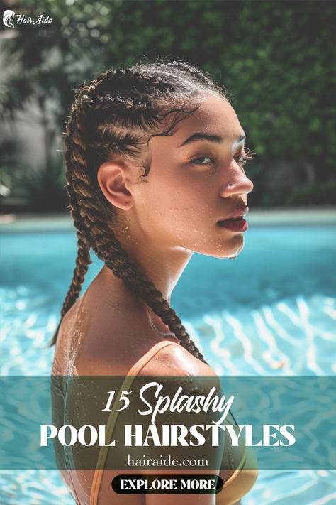 Braids For Swimming Hairstyles, Cute Hairstyles For Swimming Wet Hair, Swim Meet Hairstyles, Protective Swimming Hairstyles, Swimmers Hairstyles, Protective Hairstyles For Swimming, Swimming Braids, Hairstyles For Swimmers, Swimming Pool Hairstyles