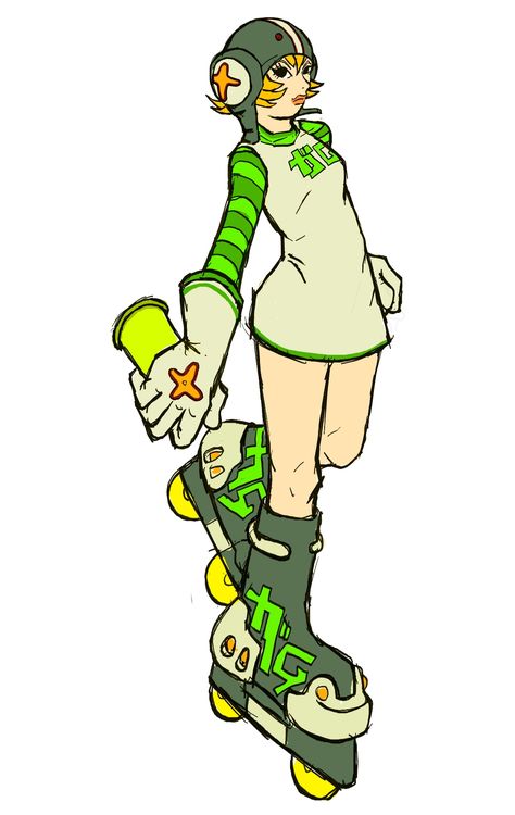 Artwork of Gum from ‘Jet Set Radio’ on the Sega Dreamcast. Jet Set Radio, Jack Kirby, Art Archive, 영감을 주는 캐릭터, Western Movies, Video Game Art, Magical Girl, Kirby, Game Character