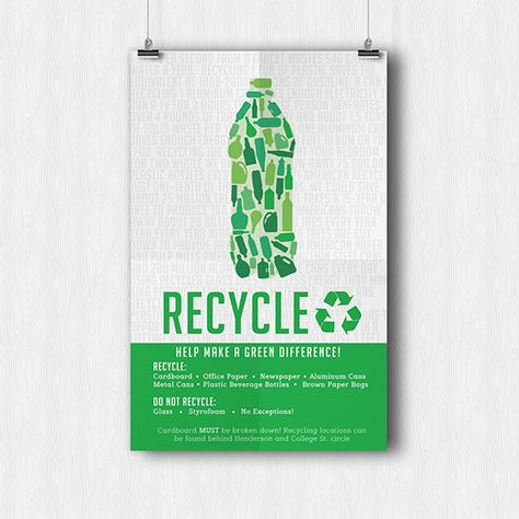 Campus Recycling Poster on Behance Recycled Posters Ideas, Recycle Design Poster, Recycle Illustration Design, Recycling Graphic Design, Recycle Design Graphic, Recycle Graphic Design, Go Green Poster Design, Recycle Poster Design, Poster Design Green