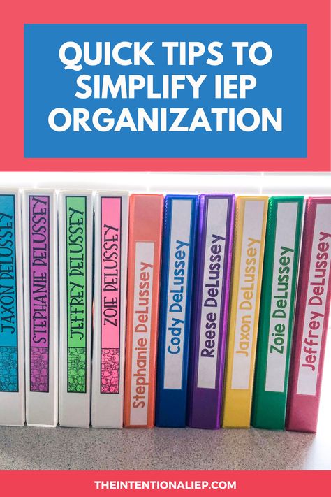 Iep Student Binder, Student Iep Binders, Resource Teacher Organization, Iep Binder Teachers, Special Education Organization Ideas, Iep Data Collection Organization, Iep Goal Bins, Iep Caseload Organization, Iep Organization Teachers